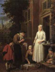 Fishmongers And A Cobbler Outside A Town House