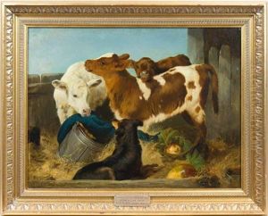 Commotion In The Byre by George William Horlor