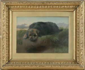 A Terrier On A Grassy Knoll by George William Horlor