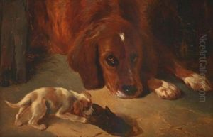 Playful Puppies by George William Horlor