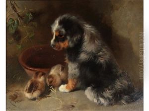 Companionship' (a Dog And Two Chicks) by George William Horlor