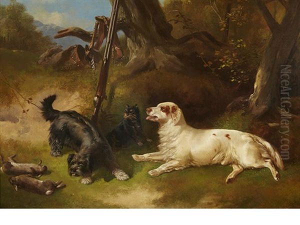 End Of The Day, A Skye Terrier Setter And Cairn Terrier - view 1