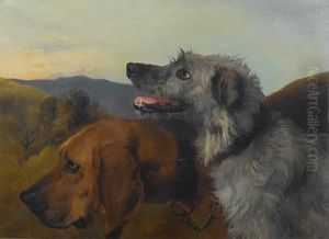A Blood Hound And A Deerhound In A Landscape