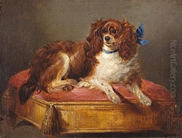 Spaniel On A Footstool - view 1