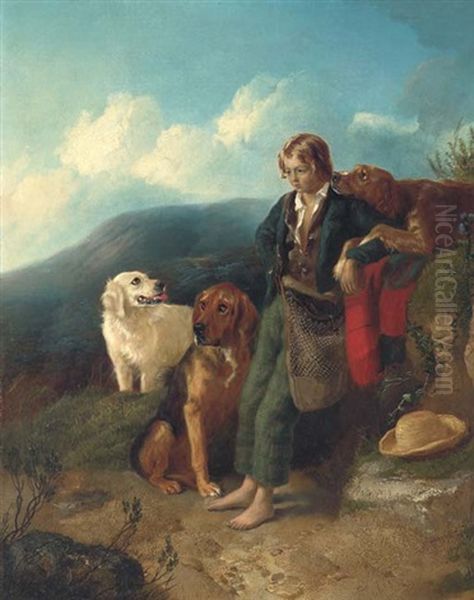 A Young Ghillie With His Dogs - view 1