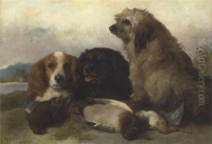 Spaniels With The Day's Bag by George William Horlor