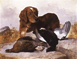 A Setter With Game Birds In A Highland Landscape by George William Horlor