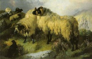 Highland Scene With Sheep And Grouse