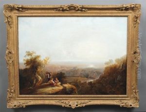 Figures Resting Overlooking A River And Coast Figures Resting Overlooking A River And Coast
