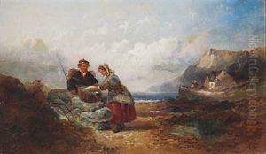Welsh Coastal Scene With A Fisherman And His Wife