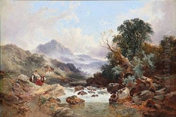 Welsh Landscape With A Woman And A Child - view 1