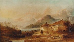 A Figure Before A Cottage In A Landscape