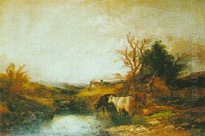 Cattle Watering, An Extensive Landscape Beyond by Joseph Horlor