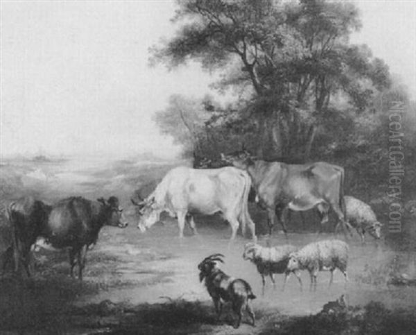 Cattle In A River Landscape - view 1