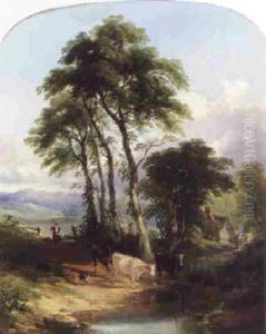 Cattle Crossing A Sunlit Stream by Joseph Horlor