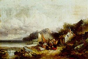 Fishermen Resting By A Coastal Cottage