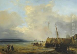 Fishermen At The Harbour Wall, Low Tide
