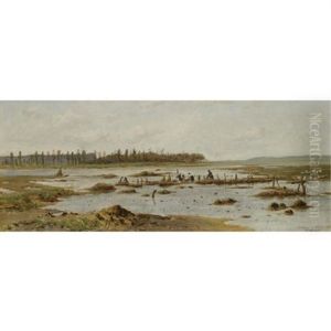 Einweichen Des Dachstrohs Am Plattensee (the Thatch Makers) by Theodor von Hoermann