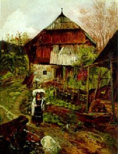 Bauerngehoft Mit Madchen Im Vordergrund Bauerngehoft Mit Madchen Im Vordergrund
