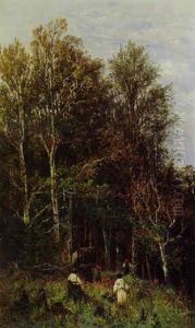 Holzsammler Im Herbstwald