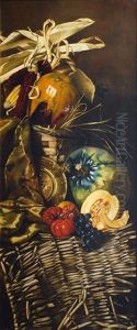 Opulent Arrangements With Field Crops (pair) by Margarete Hormuth-Kallmorgen