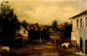 Hugelige Landschaft Mit Kleinstadt
