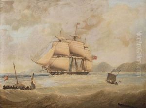 Britischer Dreimaster In Kunstennahe by Thomas Lyde Hornbrook