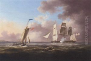 A Frigate Hove-to And Signalling For A Pilot Said To Be Off The Approaches Of Guernsey by Thomas Lyde Hornbrook