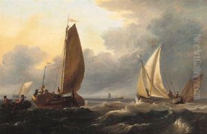 Dutch Barges In Coastal Waters by Thomas Lyde Hornbrook
