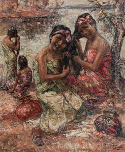 Burmese Girls Washing By The River by Edward Atkinson Hornel