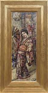 Geisha With Fan by Edward Atkinson Hornel
