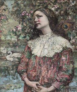 Girl With Peacock Feather