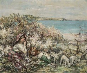 Children And Lambs, Brighouse Bay by Edward Atkinson Hornel