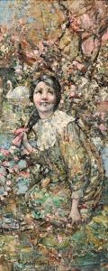 Girl Kneeling Beside A Stream by Edward Atkinson Hornel