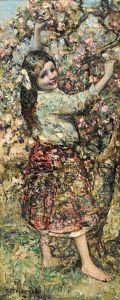 Girl Standing In An Orchard by Edward Atkinson Hornel