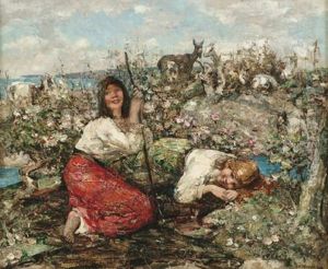 The Young Goatherds by Edward Atkinson Hornel
