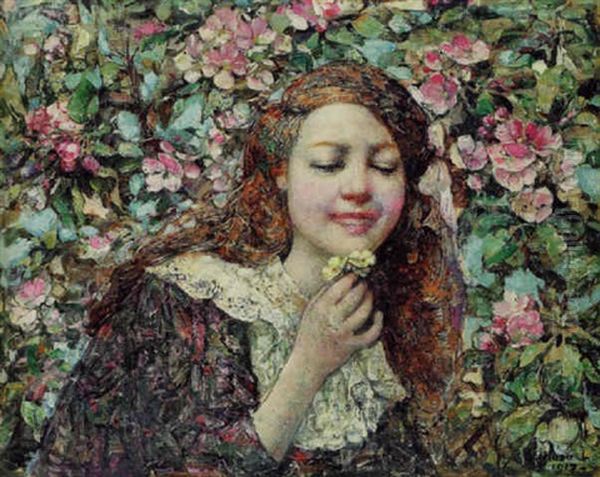 Girl With Primroses - view 1