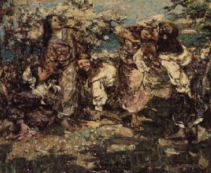 Chasing A Butterfly by Edward Atkinson Hornel