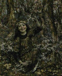 A Young Girl In The Woods by Edward Atkinson Hornel