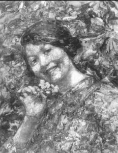 Portrait Of A Girl Holding A Primrose