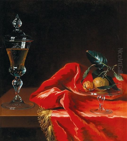 Clementines In A Glass Bowl And A Glass Jug - view 1
