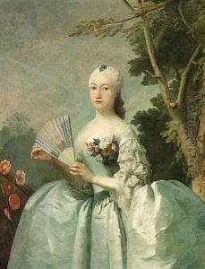 Birgitte Von Stampe I Mintgron Selskabskjole, I Handen Holder Hun En Vifte Birgitte Von Stampe I Mintgron Selskabskjole, I Handen Holder Hun En Vifte