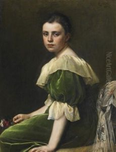 Bildnis Eines Sitzenden Madchens In Grunem Kleid by Leopold Horowitz