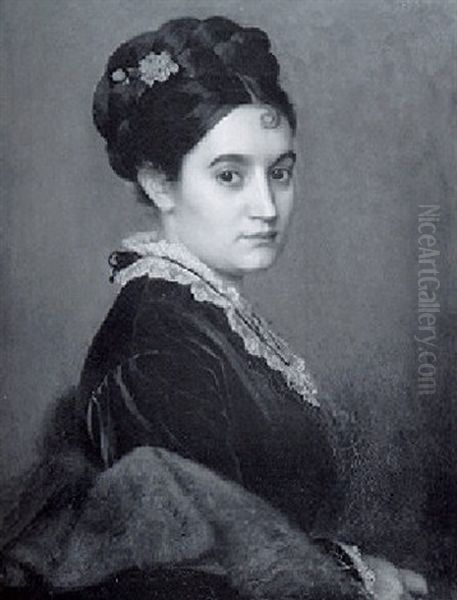 Portrait Of A Young Woman With A Flower In Her Hair - view 1