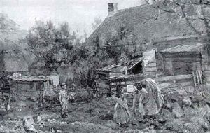 A Peasant Woman And Children In A Kitchen Garden A Peasant Woman And Children In A Kitchen Garden