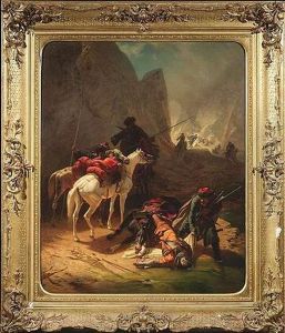 Schlachtenszene Mit Kosaken In Einer Berglandschaft