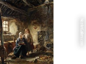 Auld Grannie And The Wee Nan - Study Of A Highland Interior In Argyleshire
