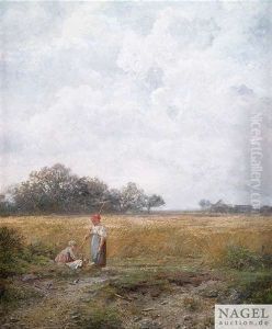 Bauernkinder Am Feldrand by Auguste Horter