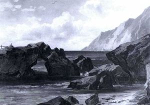 Sudliche Felsenkuste Mit Figurenstaffage by Auguste Horter