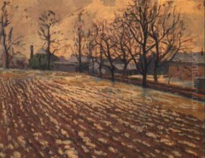 Melting Snow In Ploughed Fields